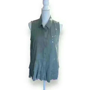Mystree Sage Peplum Tiered Button Down Loose Fit Size Medium​​